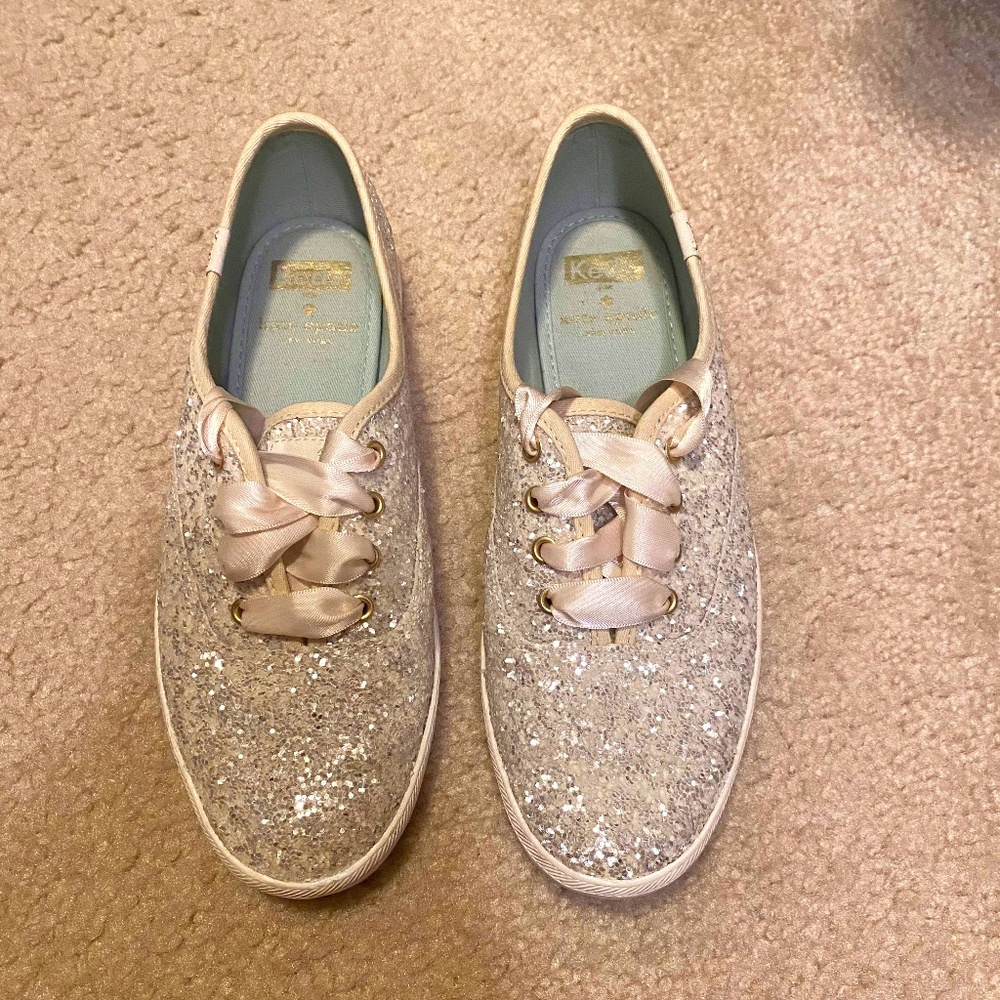 Keds x Kate Spade Glitter Sneakers in Ivory - Size 6